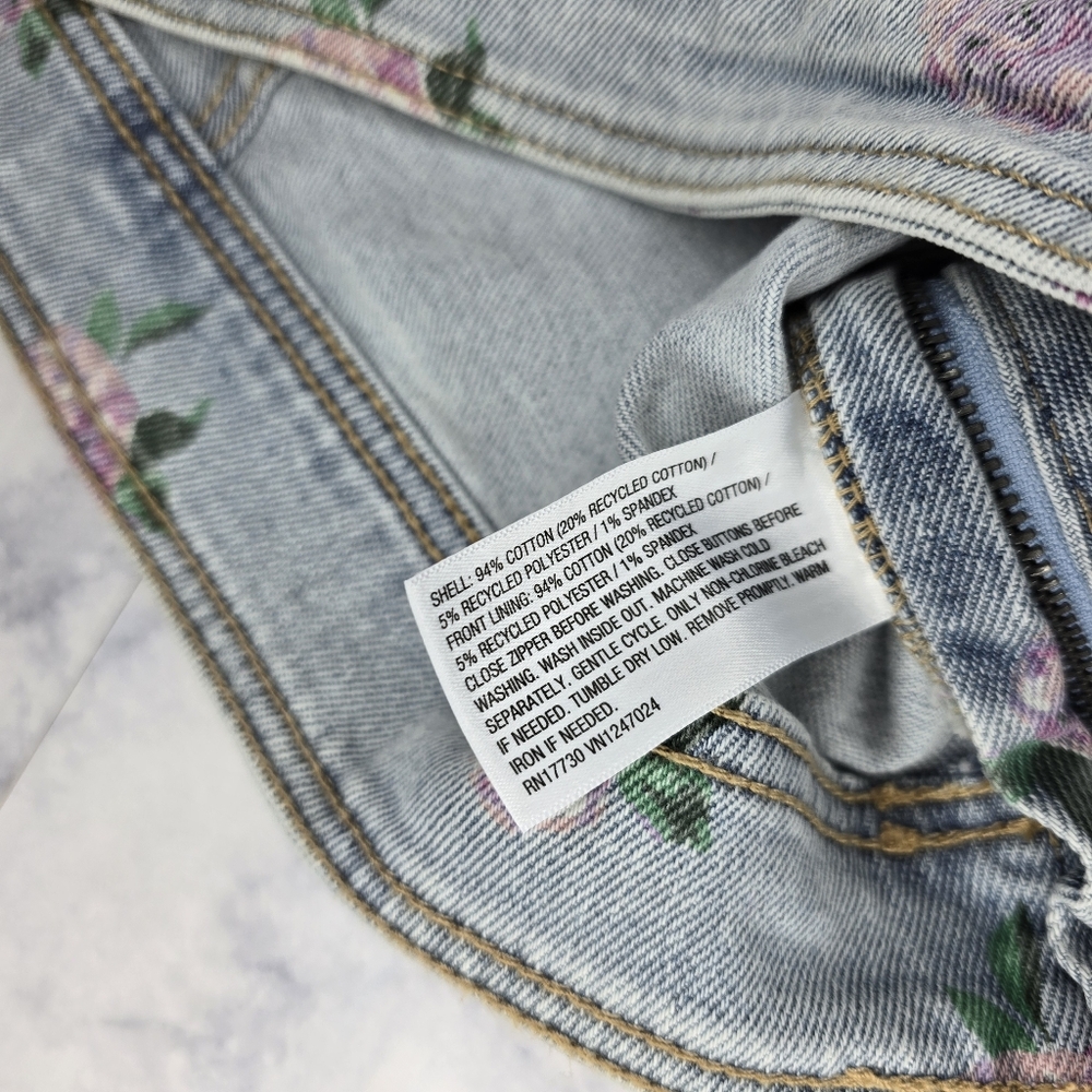 Wild Fable Floral Denim Crop Tank Light Wash Large Blue Pink - Picture 8 of 11